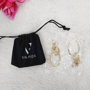NEW Vita Fede Cassio Convertible Dangle Drop Earrings Gold Tone Metal